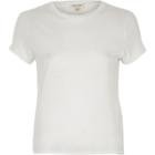 River Island Womens White Shrunken Tight Fit T-shirt