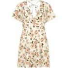 River Island Womens Floral Print Tie Neck Wrap Dress