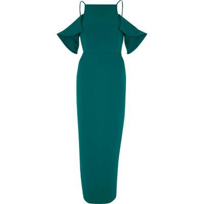 River Island Womens Frill Sleeve Bodycon Maxi Dress