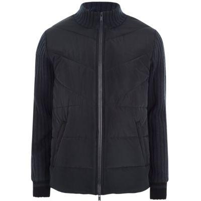 River Island Mens Quilted Ribbed Knit Sleeve Padded Jacket