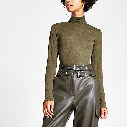 River Island Womens Marl Roll Neck Fitted Top