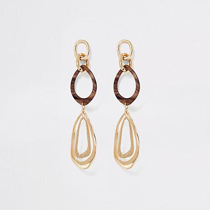 River Island Womens Gold Colour Resin Large Drop Down Earrings