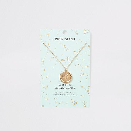 River Island Womens Aries Zodiac Sign Gold Colour Necklace