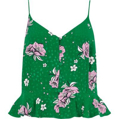 River Island Womens Print Frill Hem Cropped Cami Top