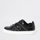 River Island Womens Croc Embossed Tape Lace-up Trainers