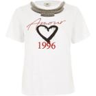 River Island Womens White 'amour' Necklace Embellished T-shirt