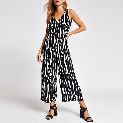 River Island Womens Print V Neck And Back Jumpsuit