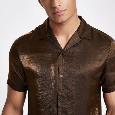 River Island Mens Metallic Revere Shirt