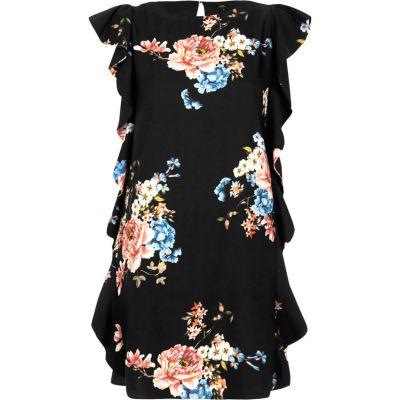 River Island Womens Floral Frill Sleeveless Swing Dress