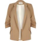 River Island Womens Dark Nude Ruched Sleeve Blazer