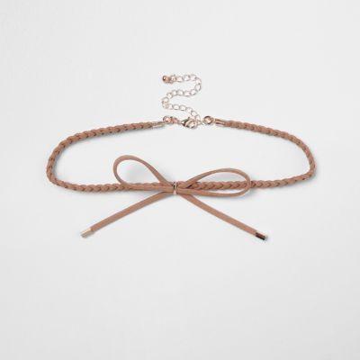 River Island Womens Plaited Suede Bolo Choker