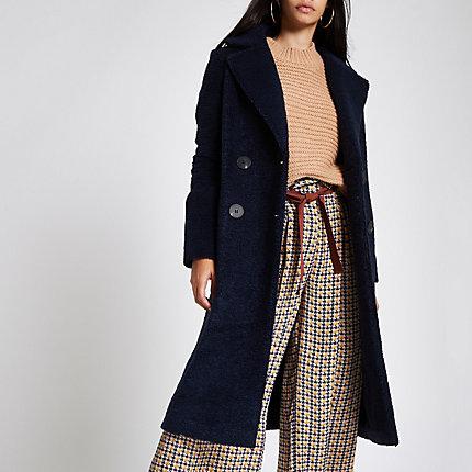 River Island Womens Double Breasted Borg Coat
