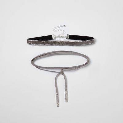 River Island Womens Diamante Sparkle Wrap Bolo Choker Set