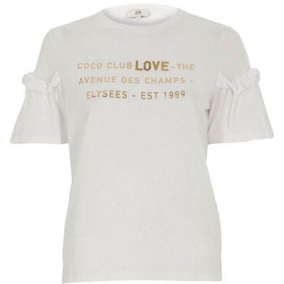 River Island Womens Petite White 'coco Club' Embellished T-shirt