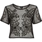 River Island Womens Petite Open Mesh Embellished T-shirt