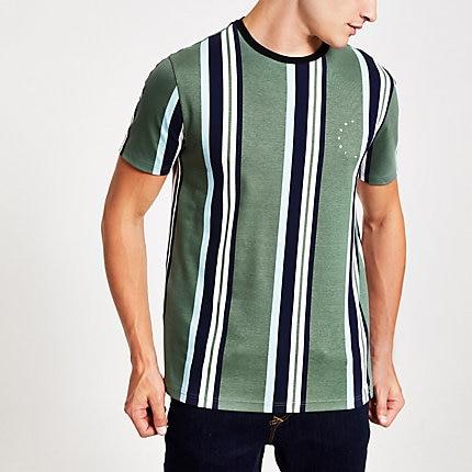 River Island Mens Slim Fit Maison Riviera Stripe T-shirt