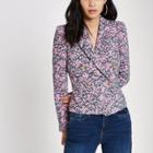 River Island Womens Jacquard Double-breasted Fitted Jacket
