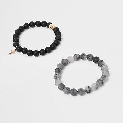 River Island Mens Beaded Matte Bracelet Pack