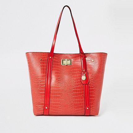 River Island Womens Croc Embossed Shopper Tote Bag