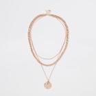 River Island Womens Gold Tone Pendant And Chain Layered Necklace