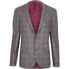River Island Mens Check Cropped Skinny Fit Suit Jacket