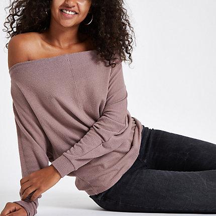 River Island Womens Bat Wing Bardot Jumper