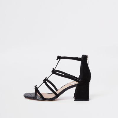 River Island Womens Diamante Caged Block Heel Sandals