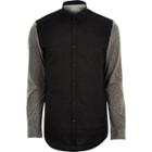 River Island Mensblack Oxford Contrast Sleeve Shirt