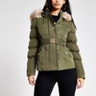 River Island Womens Faux Fur Hood Quilted Jacket