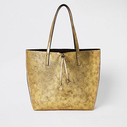 River Island Womens Gold Large Shopper Beach Bag