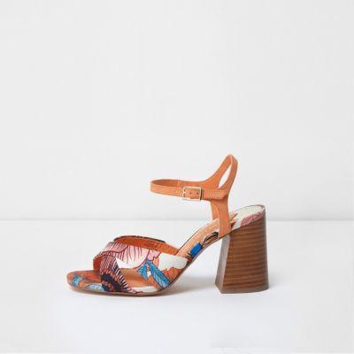 River Island Womens Wide Fit Floral Cross Strap Sandals