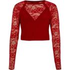 River Island Womens Lace Long Sleeve Crop Top