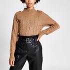 River Island Womens High Neck Cable Knitted Jumper
