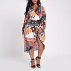 River Island Womens Plus Floral Print Wrap Front Dress