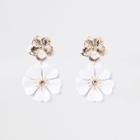 River Island Womens White Double Flower Drop Earrings