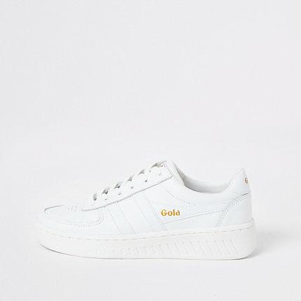 River Island Womens Gola Classic White Grandslam Leather Trainers