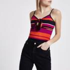River Island Womens Petite Stripe Knot Front Cami Top
