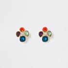 River Island Womens Gold Colour Gem Clustered Stud Earrings