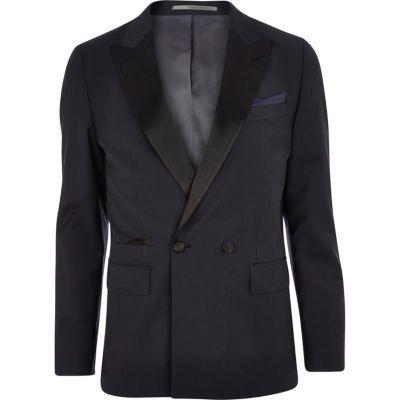 River Island Mens Double Breasted Contrast Collar Blazer
