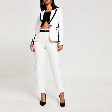 River Island Womens White Colour Blocked Trousers