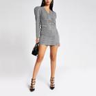 River Island Womens Check Wrap Front Belted Mini Dress