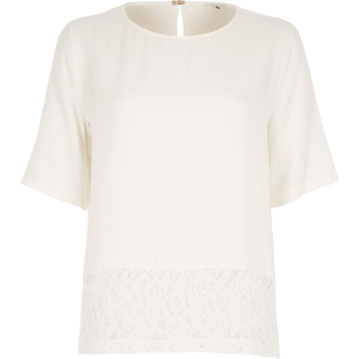 River Island Womens Lace Trim T-shirt