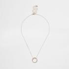 River Island Womens Rose Gold Tone Diamante Pave Circle Necklace