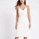 River Island Womens White Lace Insert Bodycon Midi Dress