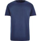 River Island Mensblue Textured Ribbed Front T-shirt