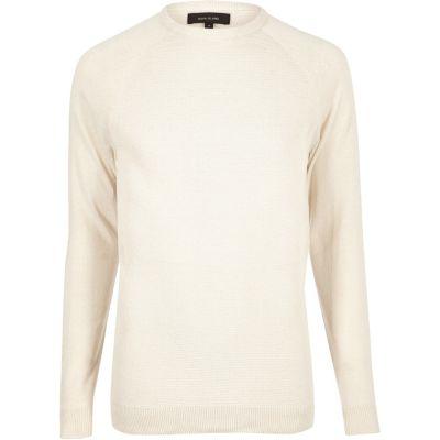 River Island Mensecru Mesh Front Sweater