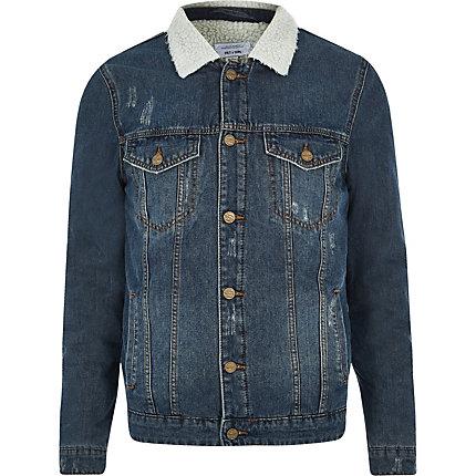 River Island Mens Only And Sons Borg Collar Denim Jacket