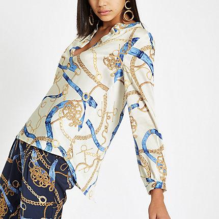 River Island Womens Chain Print Split Back Blouse