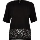 River Island Womens Lace Hem T-shirt