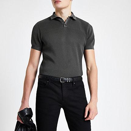 River Island Mens Slim Fit Textured Polo Shirt